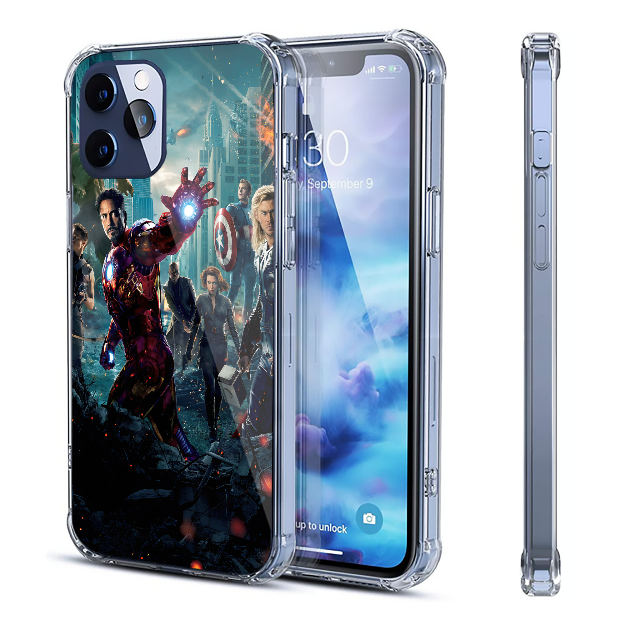 （画像用） アベンジャーズ The Avengers 【iPhone 12シリーズ対応】透明スマホケース（クリアソフトケース）